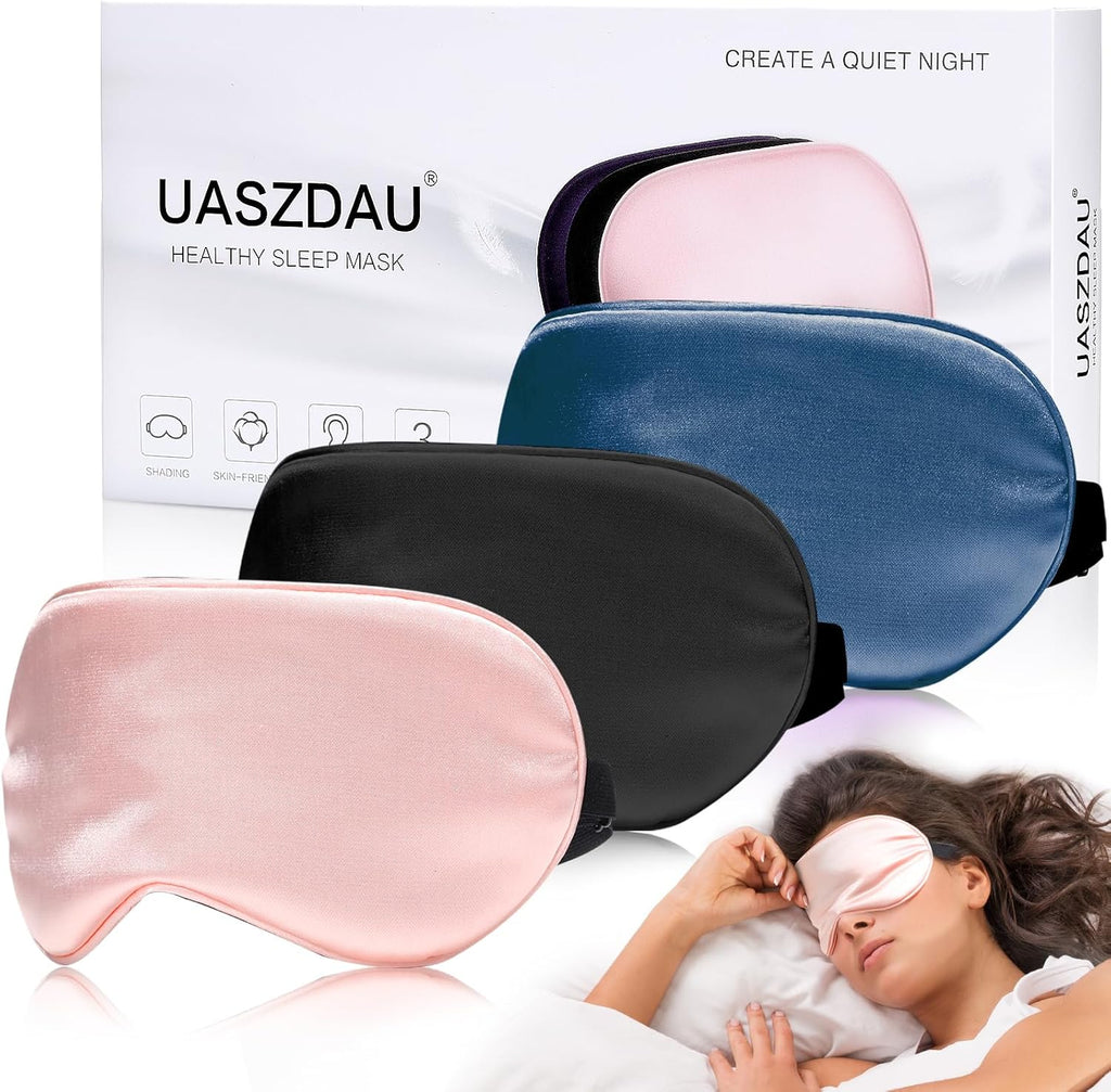 UASZDAU Sleep Mask Silk Eye Mask for Sleeping (3 Pack)