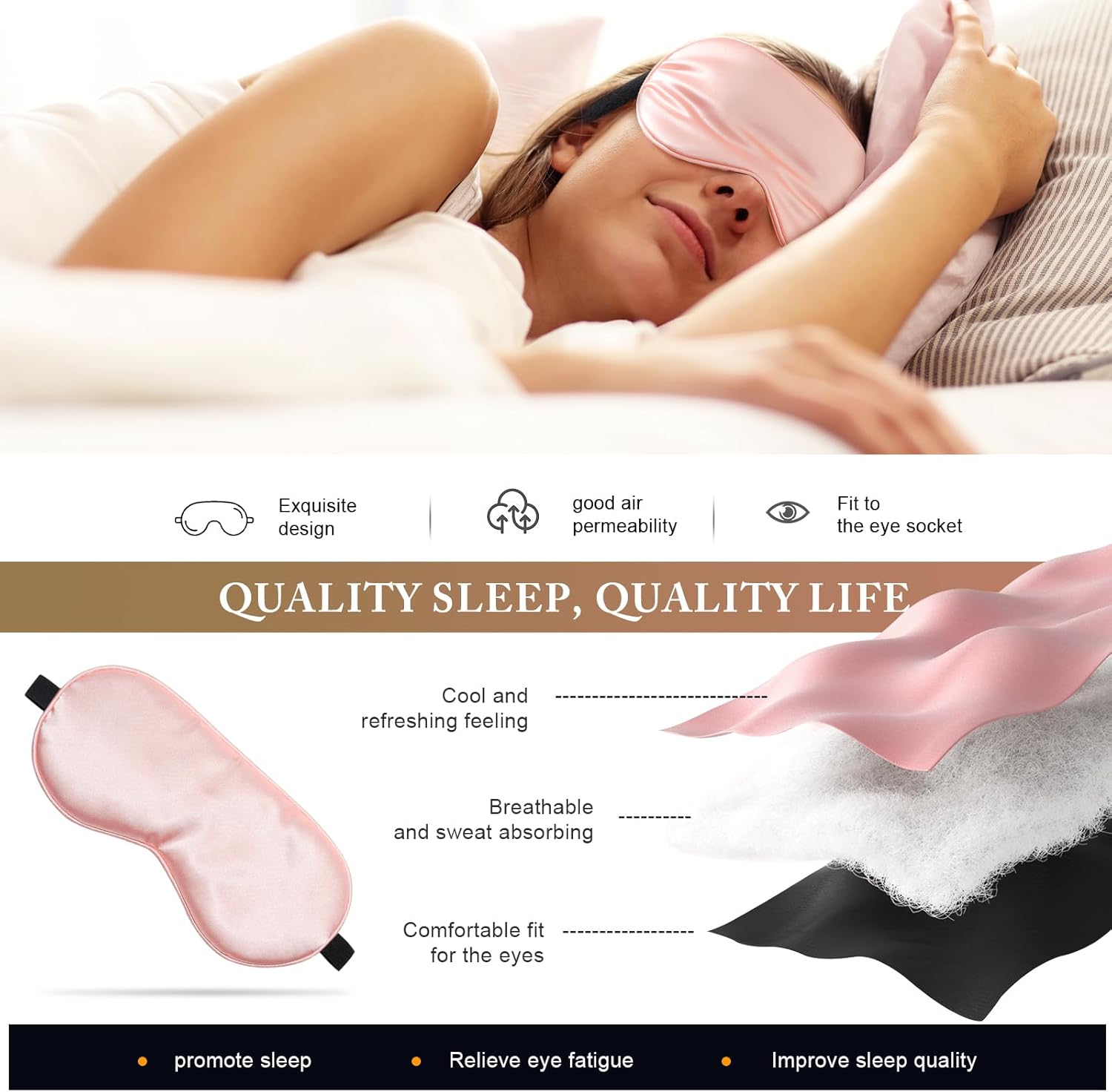 UASZDAU Sleep Mask Silk Eye Mask for Sleeping (3 Pack)