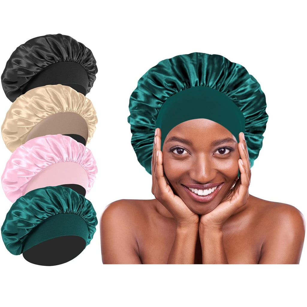 4Pcs Silk Hair Bonnets for Sleeping