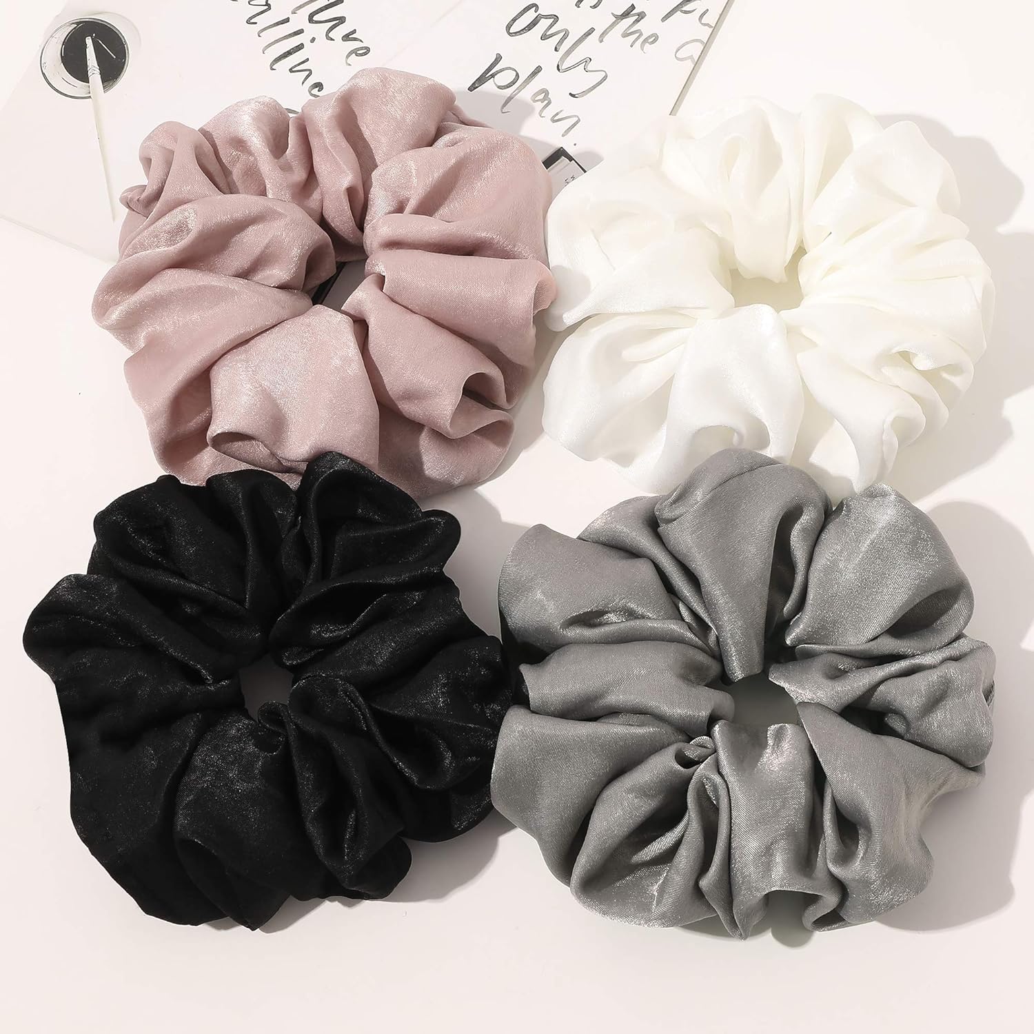 Scrunchies Hair Ties for Women – Oversized Silk Satin Scrunchies