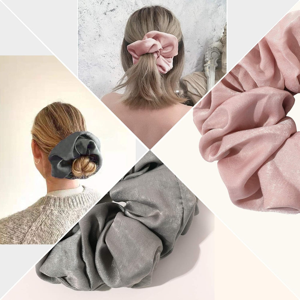Scrunchies Hair Ties for Women – Oversized Silk Satin Scrunchies