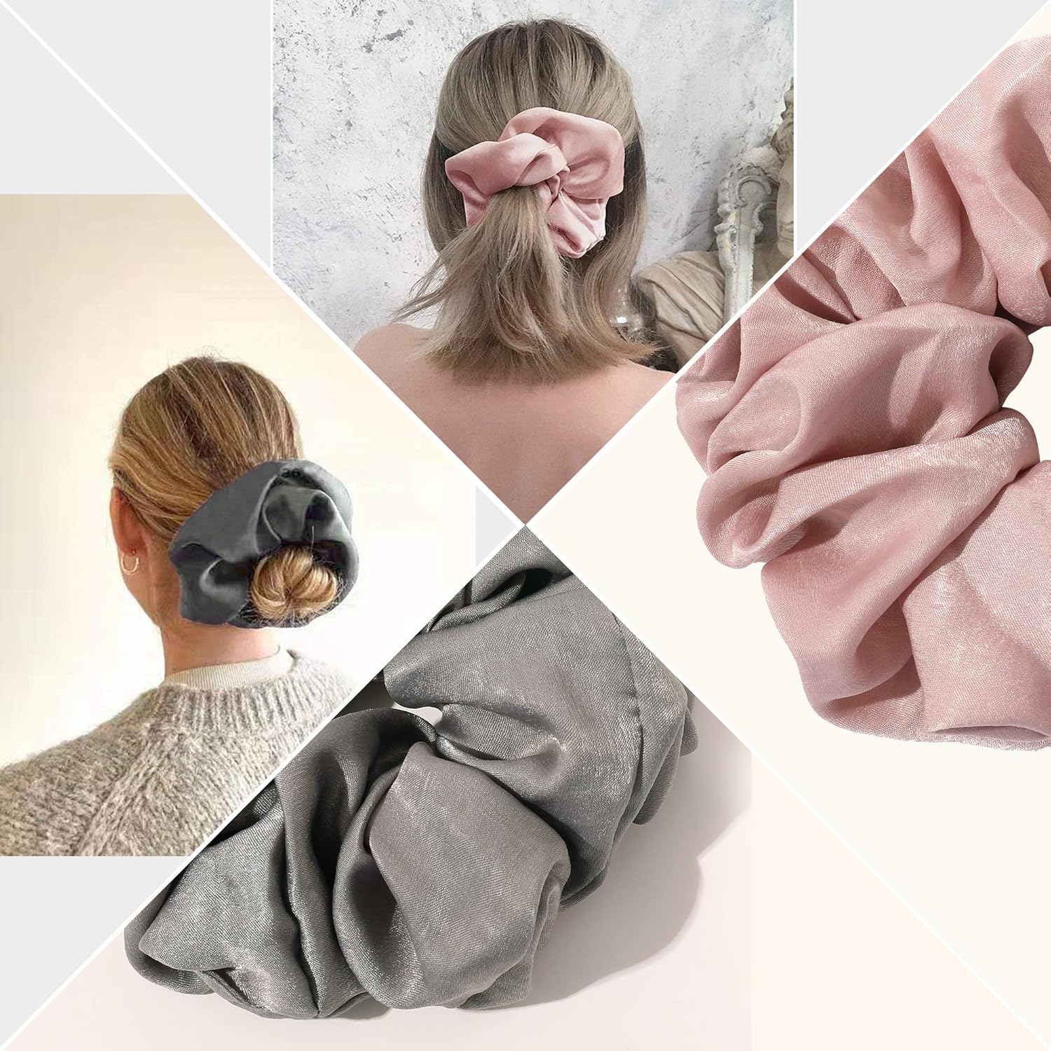 Scrunchies Hair Ties for Women – Oversized Silk Satin Scrunchies