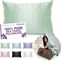 Pure Silk Travel Pillowcase – Green Travel Size (13″ × 18″)