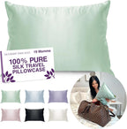 Pure Silk Travel Pillowcase – Green Travel Size (13″ × 18″)