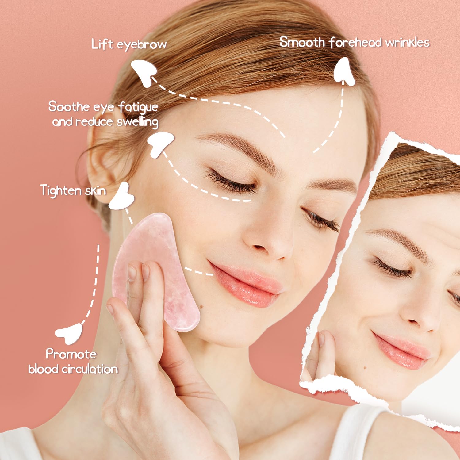 Gua Sha Rose Quartz Massage Tool