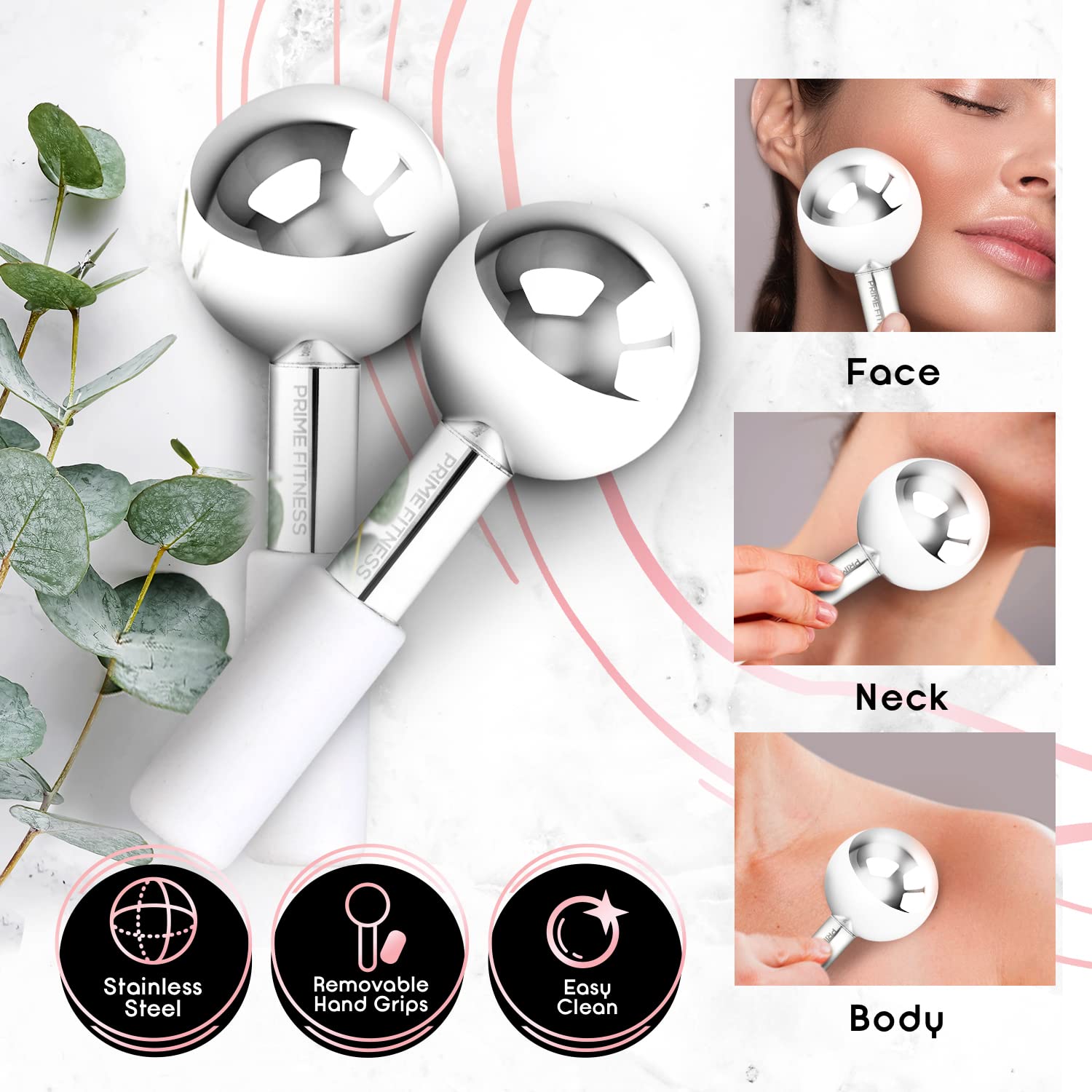 Ice Globes for Facials  Unbreakable Steel Cooling Roller