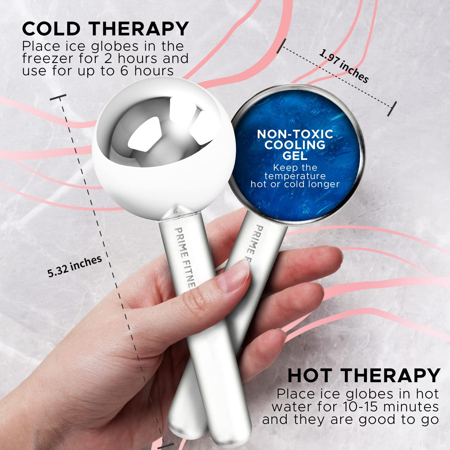 Ice Globes for Facials  Unbreakable Steel Cooling Roller