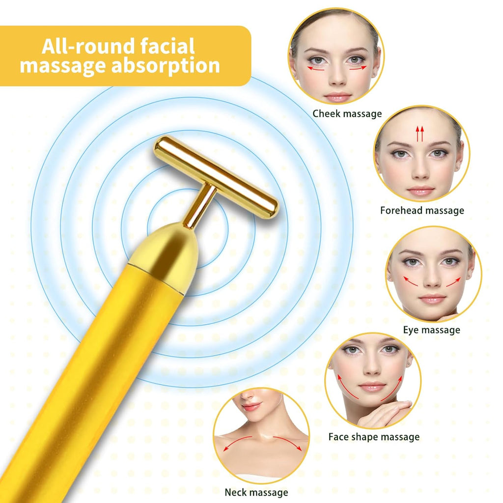 Aubric Face Massager Electric Beauty Bar 24K Golden Facial Massage Tool